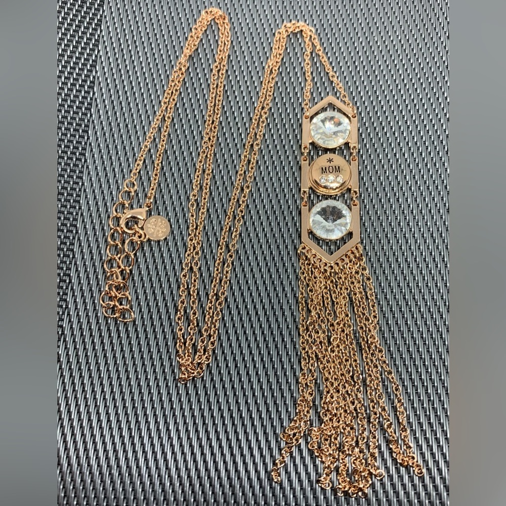 💗SALE - Rose Gold Tasseled Snap Button MOM Necklace - Ginger Snaps & Co - Picture 2 of 11